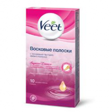 Восковые полоски с ароматом бархатной розы и эфирными маслами Suprem' Essence от Veet