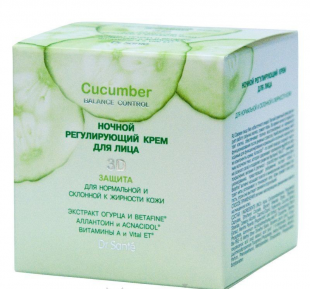 Ночной регулирующий крем для лица для нормальной и жирной кожи Dr. Sante из серии Cucumber Balance control от НПО "Эльфа"