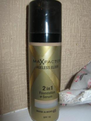 Тональный крем Ageless Elixir 2-в-1 Foundation+Serum SPF 15 с защитной сывороткой (оттенок № 45 Warm almond) от Max Factor