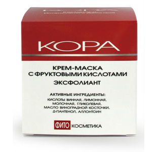 Крем-маска для лица с фруктовыми кислотами ЭКСФОЛИАНТ от Кора (2)