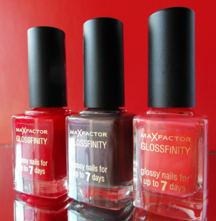 Лак для ногтей Glossfinity (оттенок № 75 flushed rose, № 110 red passion, № 145 noisette) от Max Factor