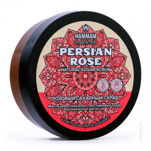 Персидский натуральный розовый сахарный скраб Persian Rose серии Hammam organic oils от Natura Vita