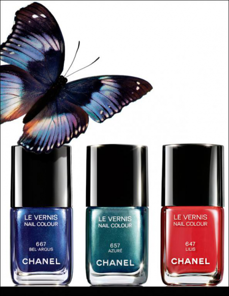 Лаки для ногтей из коллекции Summer 2013 L'ete Papillon (оттенки № 657 Azure, № 667 Bel-Argus) от Chanel